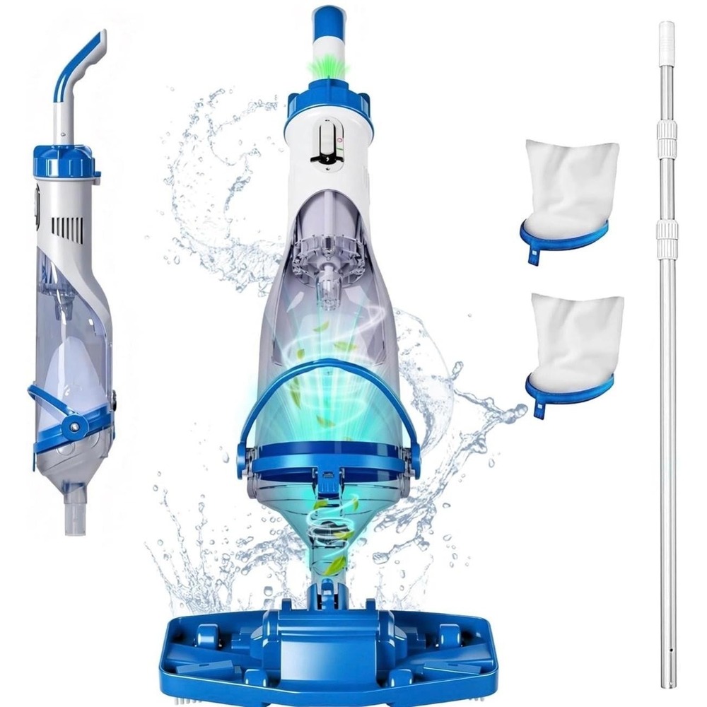 Lanchez Cordless Pool Vacuum Above Ground Handheld 60min Runtime Blue Open Box